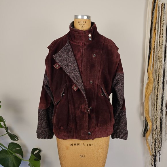 90's Vintage NYG New York Girl Burgundy Suede Jacket - Picture 9 of 13